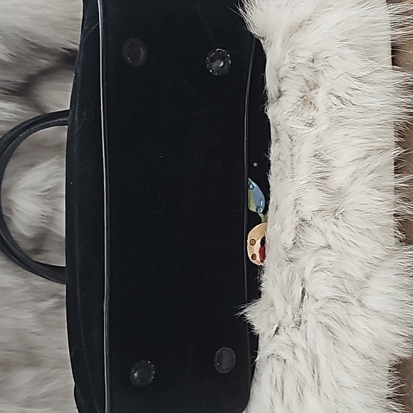 Moschino Mini Black and Floral Design Velvet Handbag - Picture 11 of 17